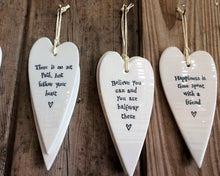 East of India Porcelain Hanging Heart with Inscription